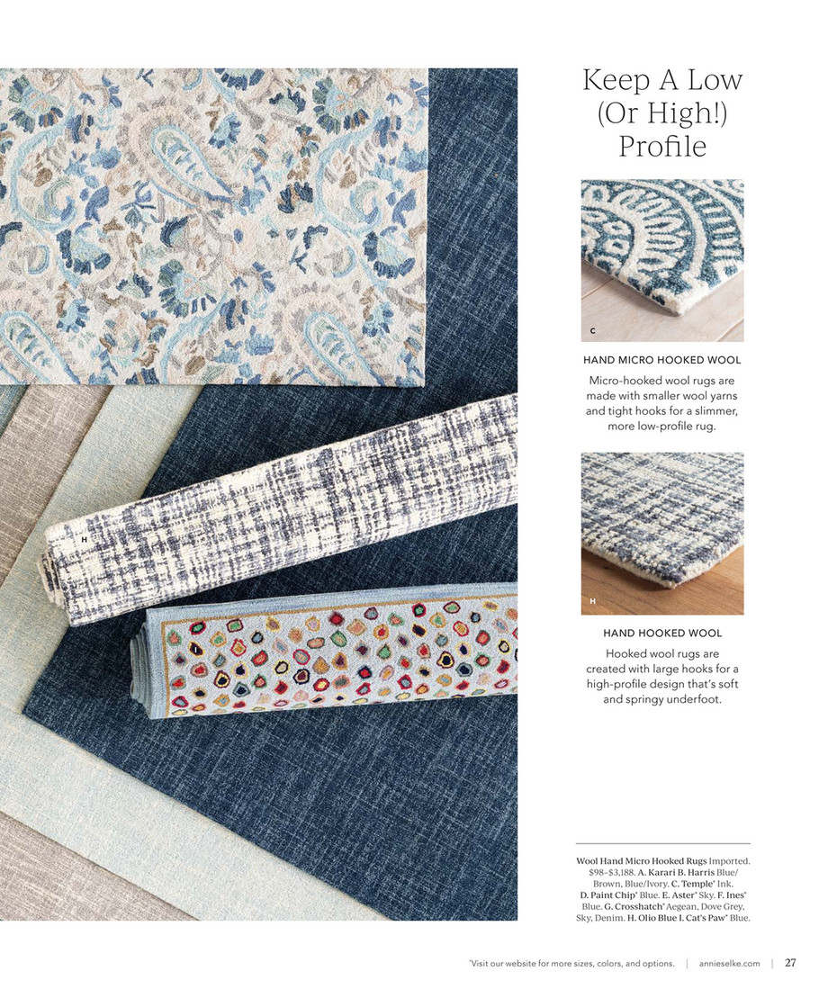 Annie Selke - January 2023 Catalog - Karari Blue Hand Hooked Wool Rug